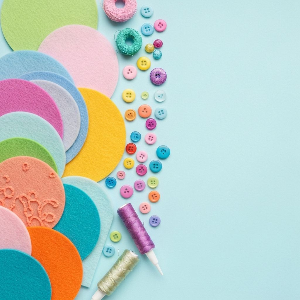 Colorful craft supplies and felt pieces